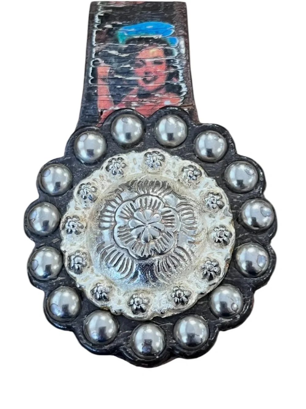 Vintage, nostalgic, cowgirl, All Leather hand painted, Cell Phone holder, 1980's